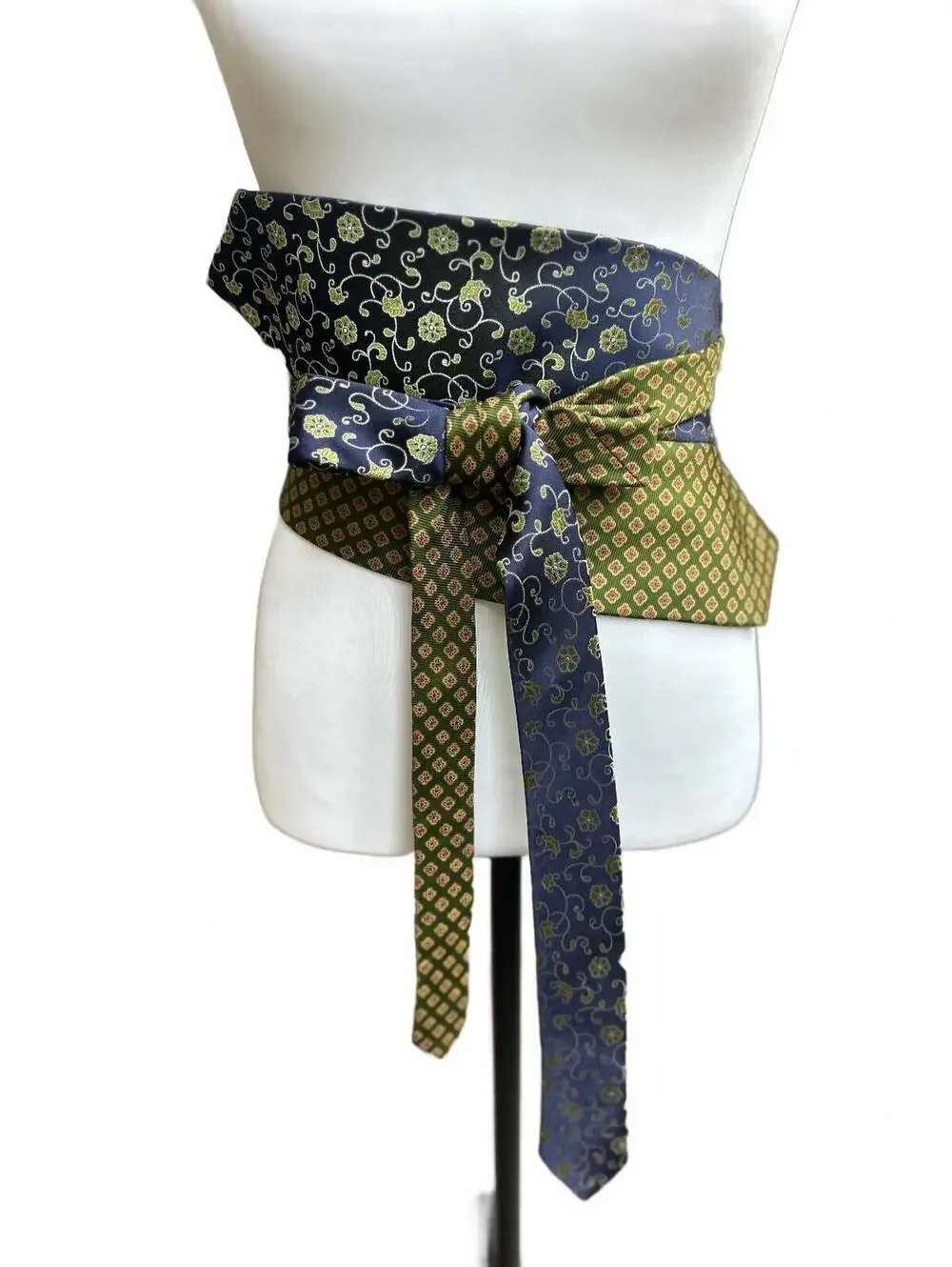 Upcycled Silk Necktie Obi Belt | Handmade Corset Style Belt | One-of-a-Kind | OS